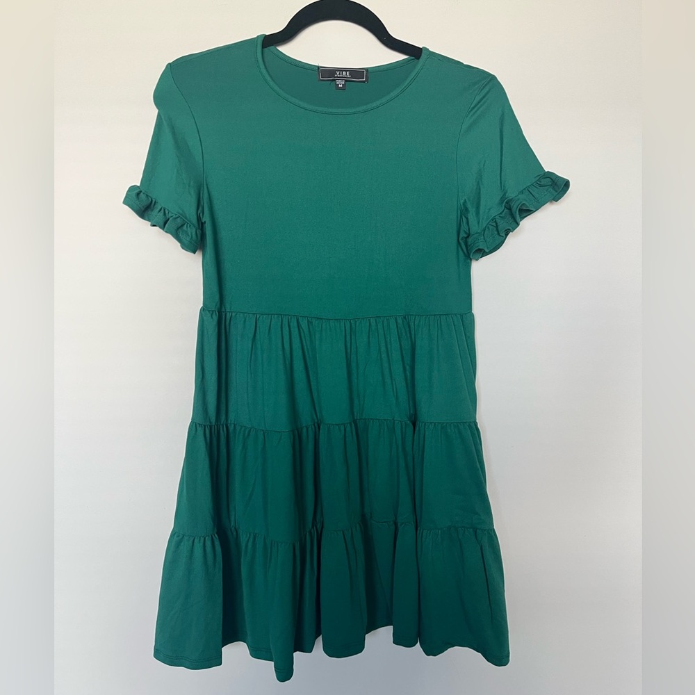 Vibe Green Ruffled Tiered Sundress